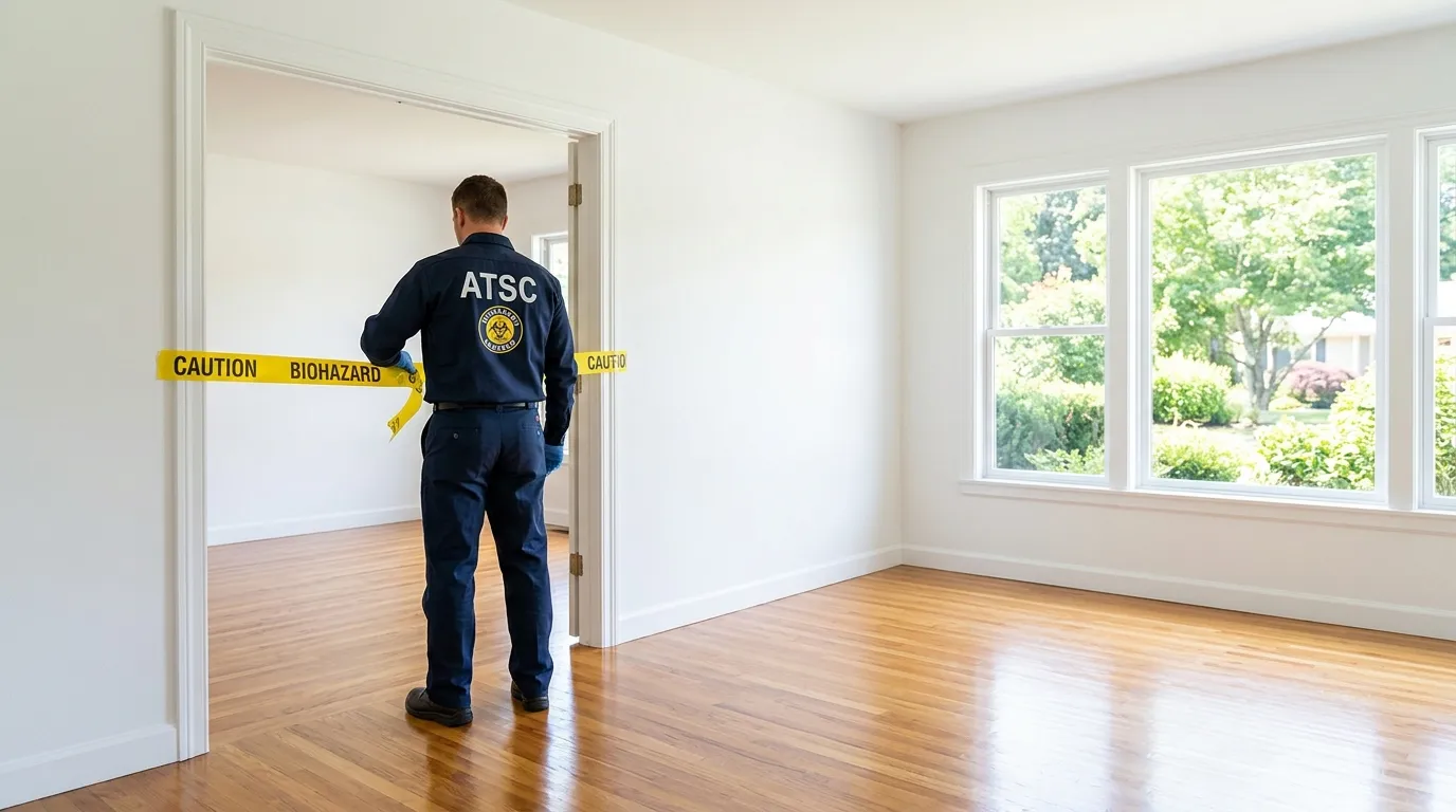 Certified biohazard cleanup crew performing Decomposition Cleanup in Canutillo